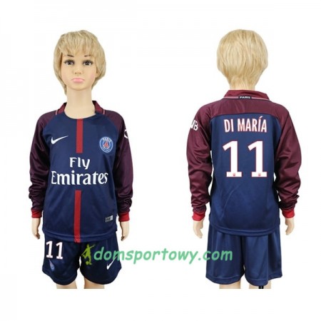 Koszulka Paris SG Di Maria 11 Dziecięcy Domowe Koszulki Piłkarskie 2017-2018 Długi Rękaw